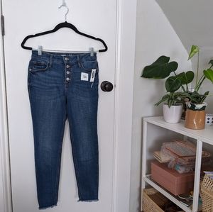 PETITE High-Rise Rockstar Raw-Edge Ankle Jeans